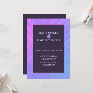 Minimalist Modern Neon Tropical Palm Wedding Invitation
