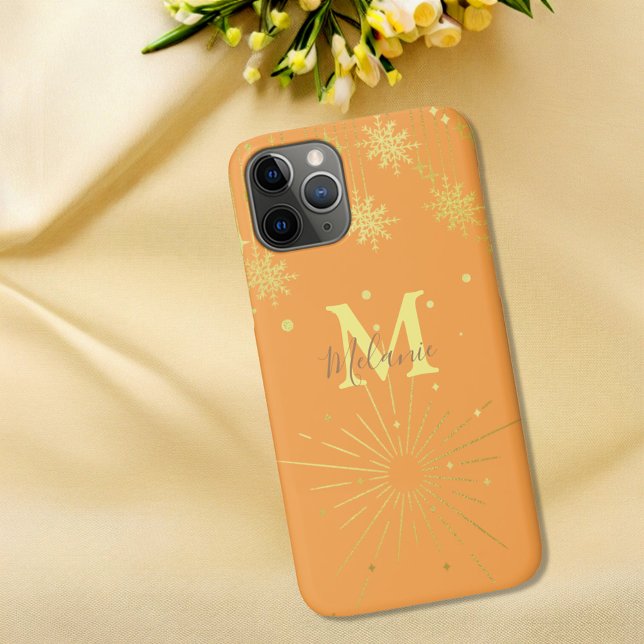 Minimalist modern orange gold monogram  Case-Mate iPhone case (Creator Uploaded)
