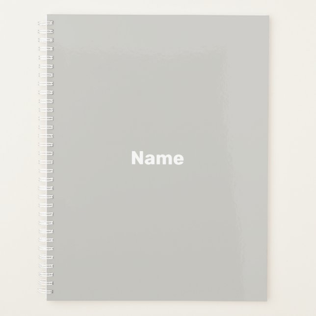 Minimalist modern pale grey custom year monogram  planner (Front)