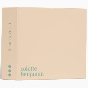 Minimalist Modern Pale Peach & Turquoise-Green Binder