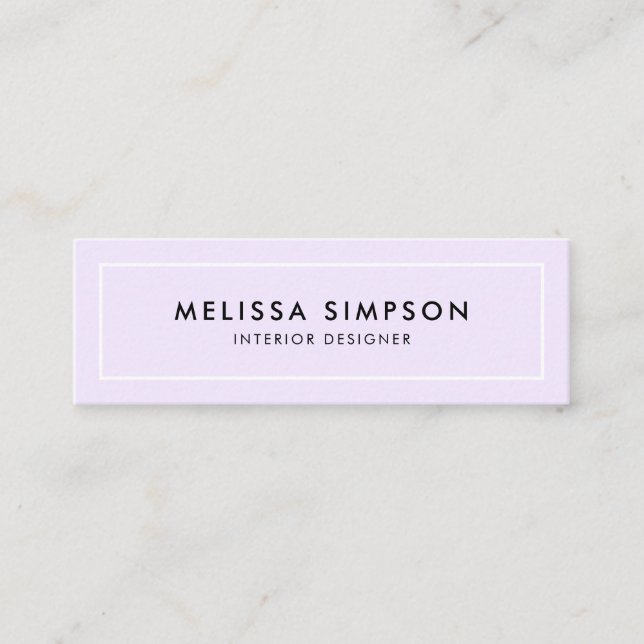 Minimalist Modern Pastel Purple Mini Business Card (Front)