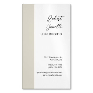 Minimalist Modern Pastel White Colour Personalized Magnetic Business Card