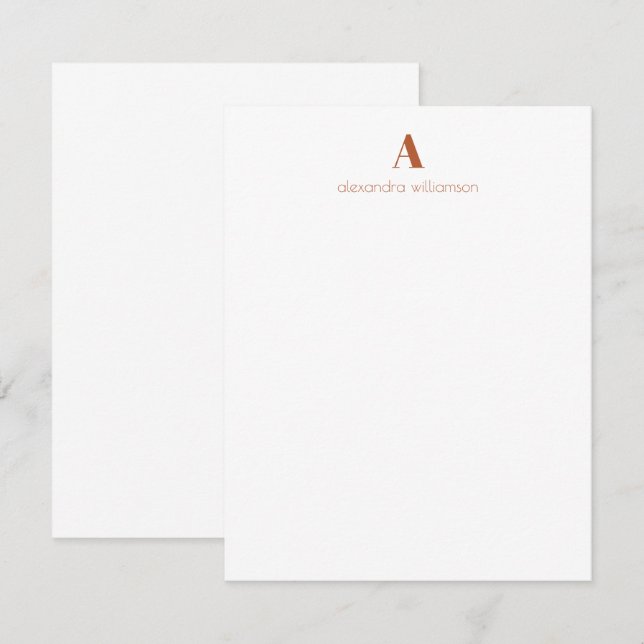 Minimalist Modern Personalized Rust Orange Card (Front/Back)