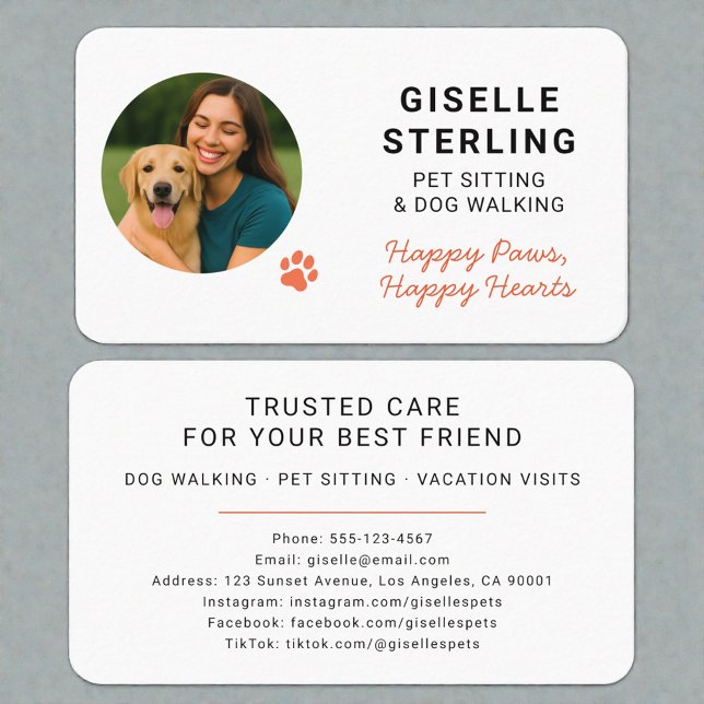 Minimalist Modern Pet Sitter Photo Business Card (Creator Uploaded)
