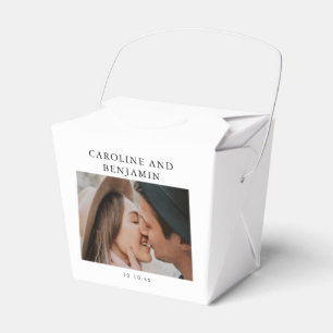 Minimalist Modern Photo Custom Wedding Name Date Favor Box
