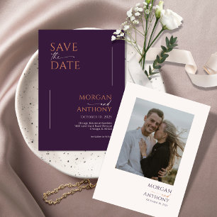 Minimalist Modern Photo Eggplant Orange Save The D Date