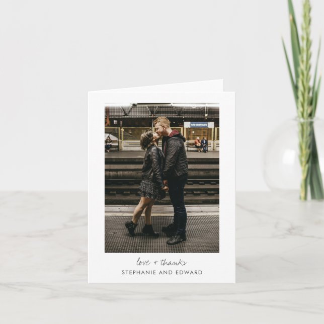 Minimalist Modern Photo Folded Blank Love and  Thank You Card (Front)