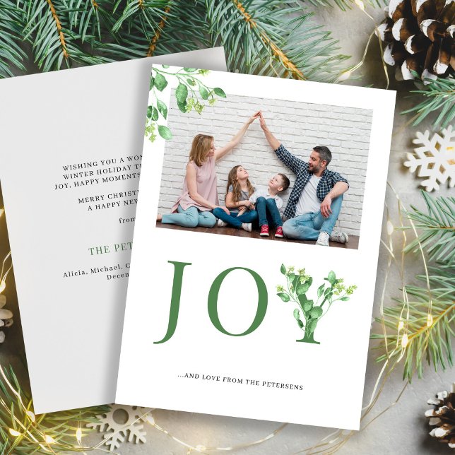 Minimalist modern photo green holiday card (Creator Uploaded)