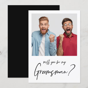 Minimalist Modern Photo Groomsman Proposal Invitation