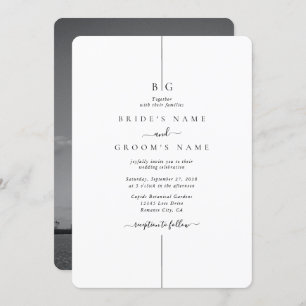 Minimalist Modern Photo Inline Monogram Wedding Invitation