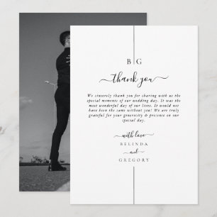 Minimalist Modern Photo Inline Monogram Wedding Thank You Card