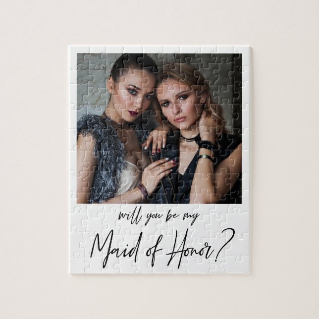 Minimalist Modern Photo Maid of Honor Proposal  Jigsaw Puzzle (Vertical)