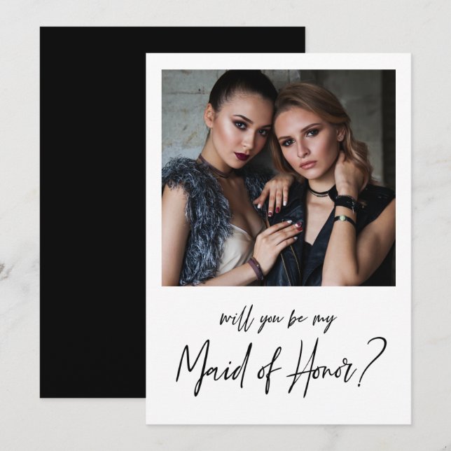 Minimalist Modern Photo Maid of Honour Proposal Invitation (Front/Back)