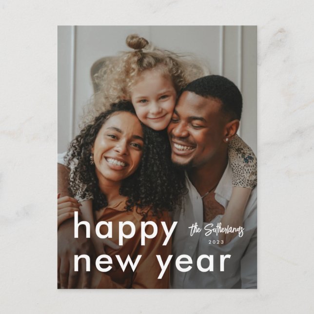 Minimalist Modern Photo New Years Holiday Postcard (Front)