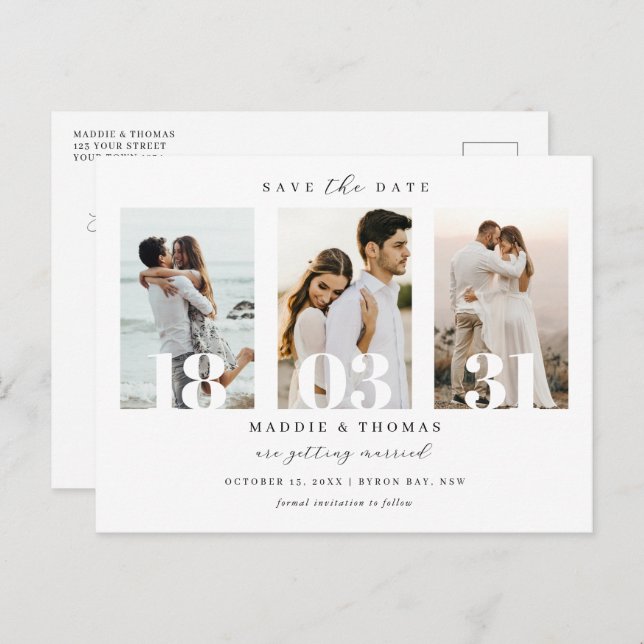 Minimalist modern photo Save the Date Invitation P Postcard (Front/Back)