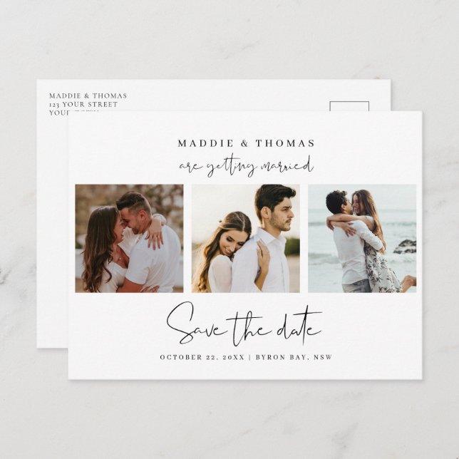 Minimalist modern photo Save the Date Invitation Postcard (Front/Back)