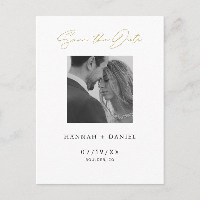 Minimalist Modern Photo Save the Date Invitation Postcard (Front)