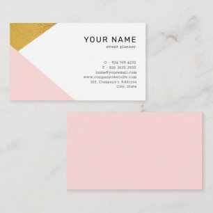 Minimalist Modern Pink and Gold Geometrical  Business Card