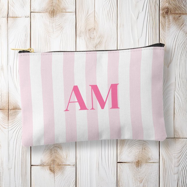 Minimalist Modern Pink Initial Monogram Accessory Pouch (Creator Uploaded)