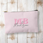 Minimalist Modern Pink Initial Monogram Accessory Pouch<br><div class="desc">Create your own personalized cosmetic bag with modern minimalist initials and script calligraphy monogram name.</div>