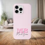 Minimalist Modern Pink Initial Monogram iPhone 15 Pro Max Case<br><div class="desc">Create your own personalized phone case with modern minimalist initials and script calligraphy monogram name. Available in a variety of colours sizes.</div>