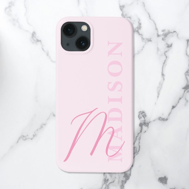 Minimalist Modern Pink Initial Monogram Case-Mate iPhone Case (Creator Uploaded)