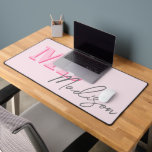Minimalist Modern Pink Initial Monogram Desk Mat<br><div class="desc">Create your own personalized desk mat with modern minimalist initials and script calligraphy monogram name.</div>