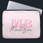Minimalist Modern Pink Initial Monogram Laptop Sleeve<br><div class="desc">Create your own personalized laptop sleeve with modern minimalist initials and script calligraphy monogram name. Available in a variety of colours sizes.</div>