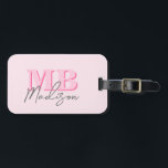 Minimalist Modern Pink Initial Monogram Luggage Tag<br><div class="desc">Create your own personalized luggage with modern minimalist initials and script calligraphy monogram name. Available in a variety of colours sizes.</div>