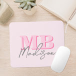 Minimalist Modern Pink Initial Monogram Mouse Pad<br><div class="desc">Create your own personalized mouse pad with modern minimalist initials and script calligraphy monogram name. Available in a variety of colours sizes.</div>