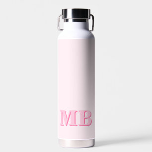 Minimalist Modern Pink Initial Monogram Water Bottle