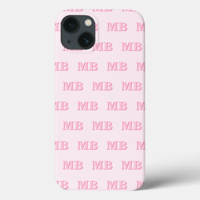 Minimalist Modern Pink Initial Pattern Monogram Case-Mate iPhone Case (Back)
