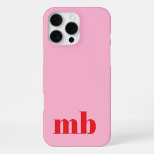 Minimalist Modern Pink Red Initial Monogram iPhone 16 Pro Max Case