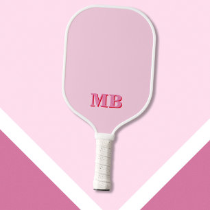 Minimalist Modern Pink Red Initial Monogram Pickleball Paddle
