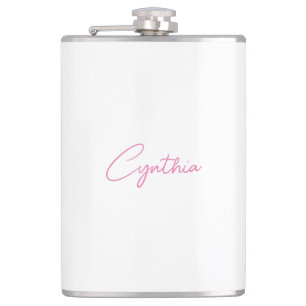 Minimalist Modern Plain Calligraphy Add Name Hip Flask