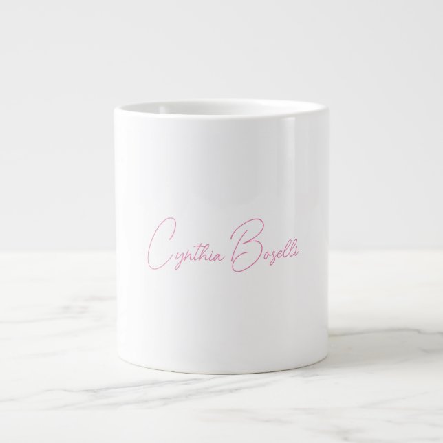  Minimalist Modern Plain Calligraphy Add Name Large Coffee Mug (Front)