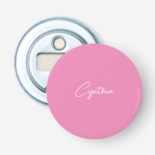  Minimalist Modern Plain Calligraphy Add Name Pink Bottle Opener
