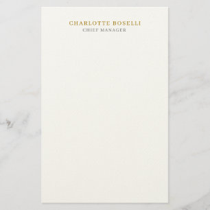 Minimalist Modern Plain Professional Gold Color Stationery