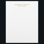 Minimalist Modern Plain Professional Gold Colour Letterhead<br><div class="desc">Have you ever seen such a thin, well thought out, aesthetic and remarkable design? The choice of letters, their font size and the darkness of colour have been thought for a long time and designed with long efforts. The result was such a unique design that impresses all who see it....</div>