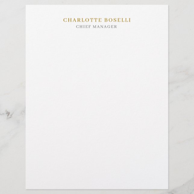 Minimalist Modern Plain Professional Gold Colour Letterhead (Front)