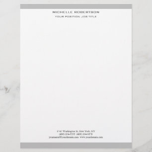 Minimalist Modern Plain Simple Grey White Letterhead