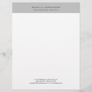 Minimalist Modern Plain Simple Grey White Letterhead