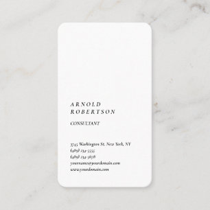 Minimalist Modern Plain Simple Vertical White Business Card