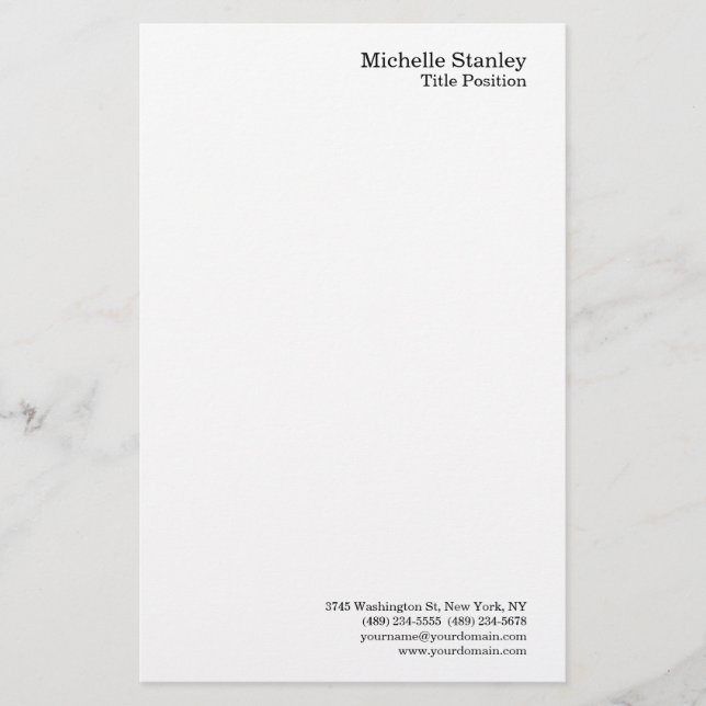 Minimalist Modern Plain Stationery (Front)