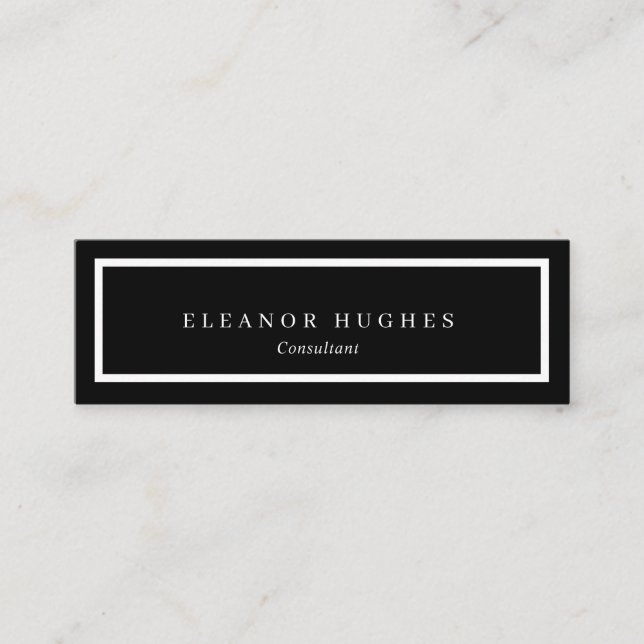 Minimalist Modern Professional Black and White Mini Business Card (Front)