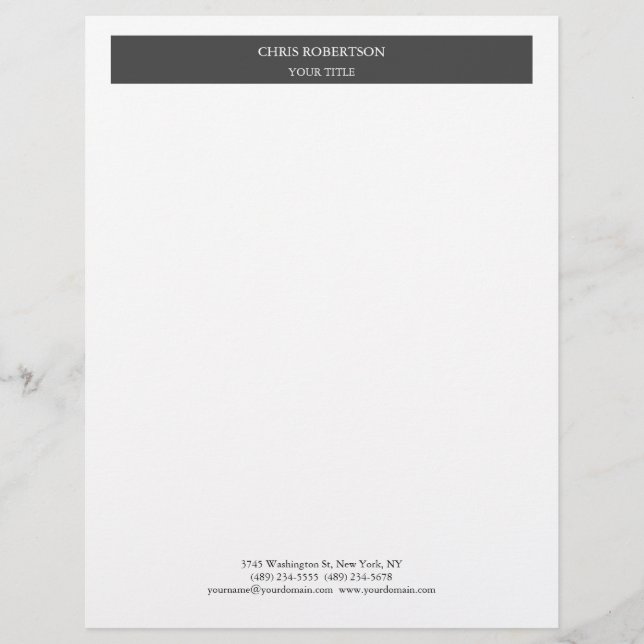 Minimalist Modern Professional Grey White Letterhead (Front)