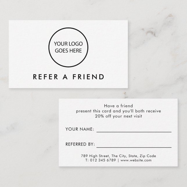 Minimalist Modern Professional Logo Referral Card (Front/Back)