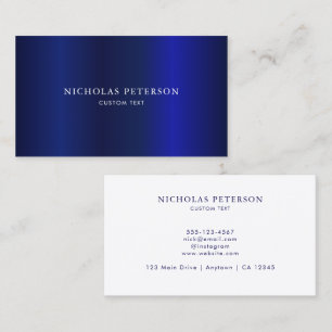 Minimalist Modern Professional Navy Blue Metallic Business Card