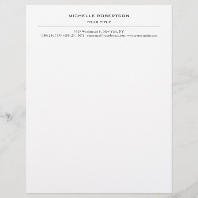 Minimalist Modern Professional Plain Letterhead (Front)