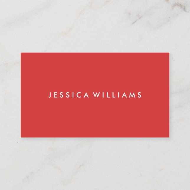 Minimalist Modern Professional | Red Business Card (Front)